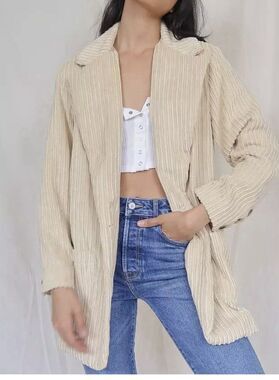 We The Free People Everly Corduroy Blazer XS Oversized Cream